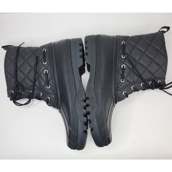Sperry Gosling Duck Boots Women 9 Black Rubber Quilted Lace Up Rain Snow Winter - Picture 9 of 12